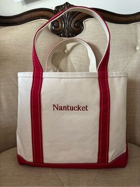LL Bean Tote Medium in Red, Nantucket embroidery